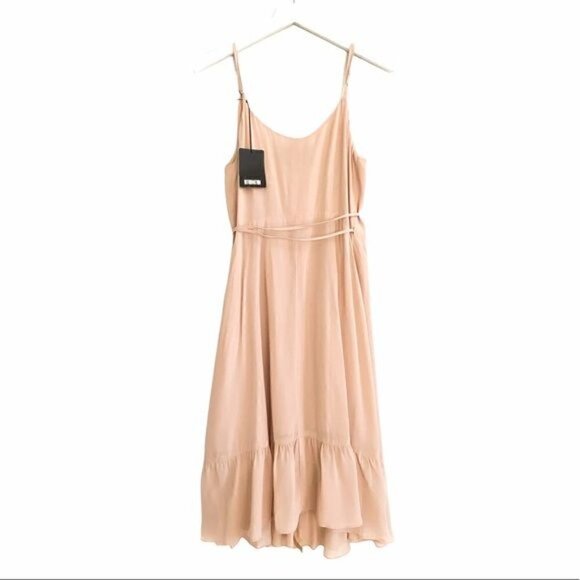Reformation Cabo Midi Wrap Dress in Champagne Size L, NWT - Picture 2 of 11